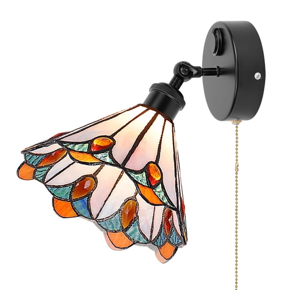 Kiven 12V LED Interior Lights with USB Port,RV Reading Lamp with Pull Chain Switch,4W Tiffany-style Wall Sconce Adjustable Warm White for RV Caravans Boats, Hard-Wired Surface Mount DZ0568