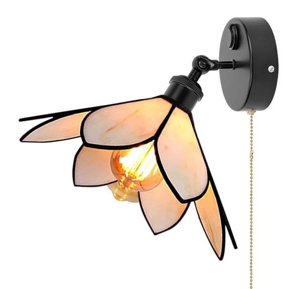 Kiven 12V LED Interior Lights with USB Port,RV Reading Lamp with Pull Chain Switch,4W Tiffany-style Wall Sconce Adjustable Warm White for RV Caravans Boats, Hard-Wired Surface Mount DZ0576