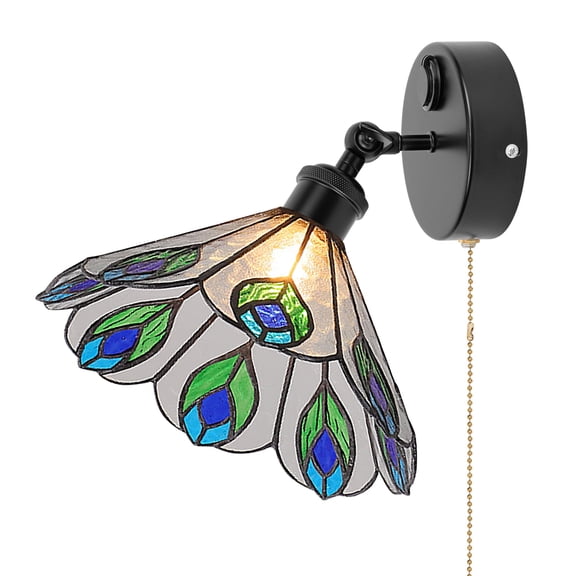 Kiven 12V LED Interior Lights with USB Port,RV Reading Lamp with Pull Chain Switch,4W Tiffany-style Wall Sconce Adjustable Warm White for RV Caravans Boats, Hard-Wired Surface Mount DZ0570
