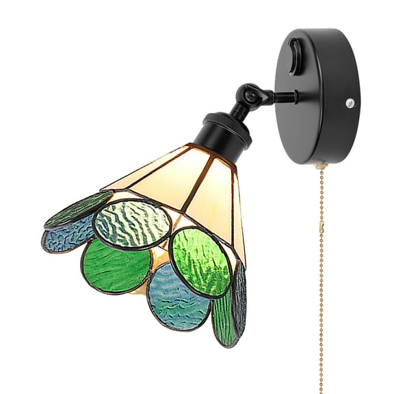 Kiven 12V LED Interior Lights with USB Port,RV Reading Lamp with Pull Chain Switch,4W Tiffany-style Wall Sconce Adjustable Warm White for RV Caravans Boats, Hard-Wired Surface Mount DZ0574