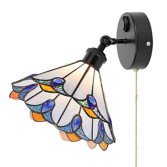 Kiven 12V LED Interior Lights with USB Port,RV Reading Lamp with Pull Chain Switch,4W Tiffany-style Wall Sconce Adjustable Warm White for RV Caravans Boats, Hard-Wired Surface Mount DZ0569