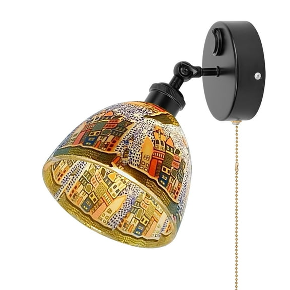 Kiven 12V LED Interior Lights with USB Port,RV Reading Lamp with Pull Chain Switch,4W Tiffany-style Wall Sconce Adjustable Warm White for RV Caravans Boats, Hard-Wired Surface Mount DZ0581