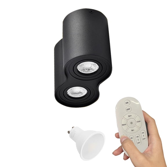 Kiven 2-Light Dimmable Flush Mount LED Ceiling Spotlight,Black Directional Spot Lights Indoor, Hardwired Adjustable Accent Light with GU10 Socket for Plants, Painting, 2700-6500K,XDD898