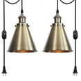 thumbnail image 1 of Kiven 2-Light Plug in Pendant Light,Industrial Hanging Light with 15FT Cord, Dimmable Ceiling Pendant Light, E26 Socket, Bronze Finish, 1 of 7