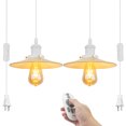 thumbnail image 1 of Kiven 2-Light Plug in Pendant Light,Industrial Hanging Light with 15FT Cord, Remote Control, Timer,Dimmable Ceiling Pendant Light Yellow Finish, 1 of 7