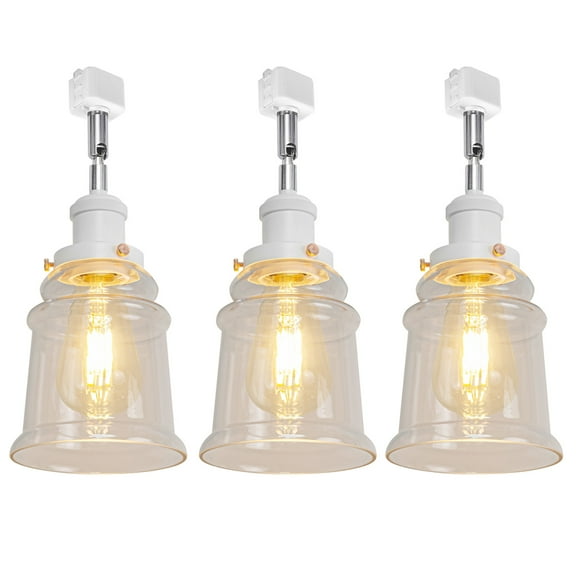 Kiven 3-Light H-Type Track Lighting Heads,Modern Track lighting Pendant with Flexible Gooseneck, Adjustable Decorative Track Lighting Fixture,White Finish