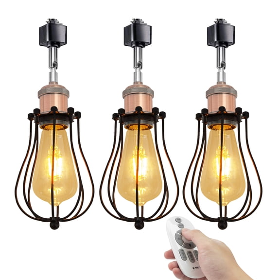 Kiven 3-Light H-Type Track Lighting Heads,Modern Track lighting Pendant with Flexible Gooseneck, Dimmable Decorative Track Lighting Fixture for Kitchen Island Restaurant Hallway,Copper Red Finish