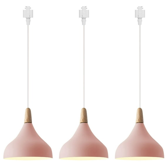 Kiven 3-Light H-Type Track Lighting Pendants,Minimalist Modern h Track Pendant Lights,Decorative Track Lighting Fixture for Kitchen Island Hallway Restaurant,Pink