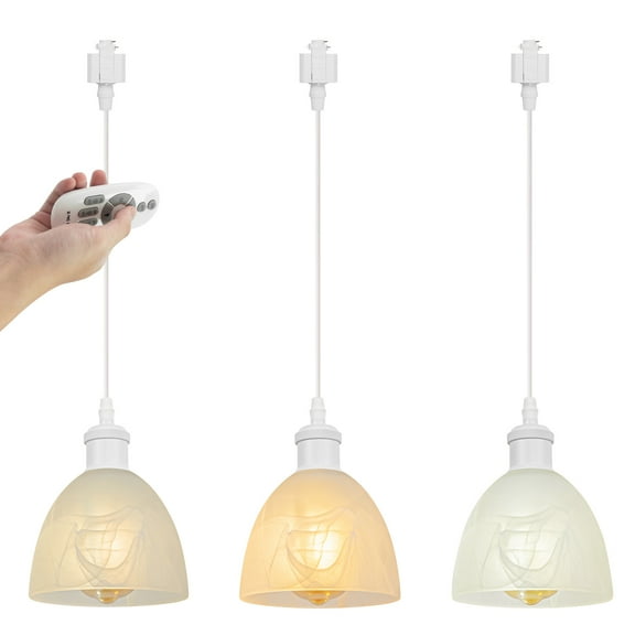 Kiven 3-Light H-Type track lighting pendants,Modern h track pendant lights with Remote Control Dimmer,Decorative Track Lighting Fixture for Kitchen Island Hallway,White