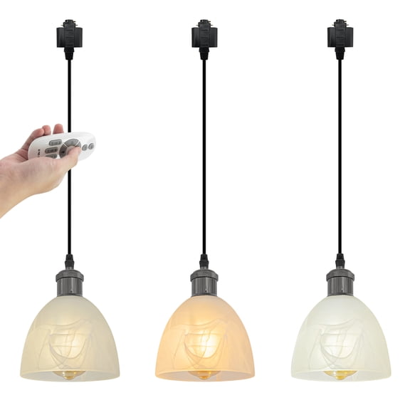 Kiven 3-Light H-Type track lighting pendants,Modern h track pendant lights with Remote Control Dimmer,Decorative Track Lighting Fixture,Pearl Black Finish Lamp Socket