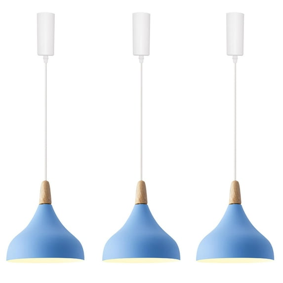 Kiven 3-Light J-Type Track Lighting Pendants Adjustable Height,Modern J Track Pendant Lights,Decorative Track Lighting Fixture for Kitchen Island Hallway Restaurant,Blue