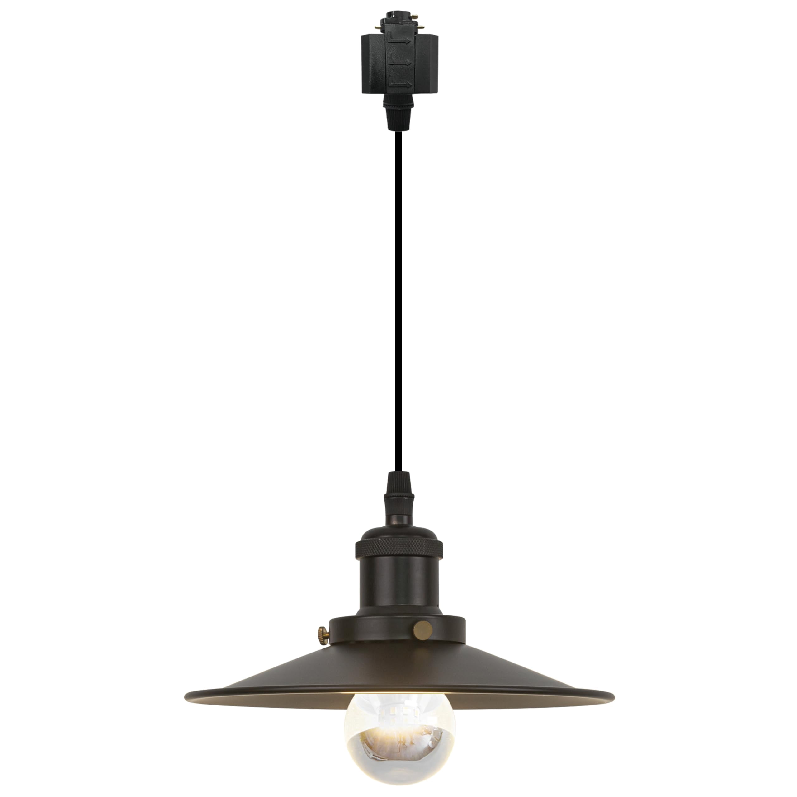 KIVEN 1-Light H-Type Track Lighting Pendant, Black Finish, Dimmable, 5.6" Diameter, 9.8" Height, 59" Cord (E26 Socket, Bulb Not Included)