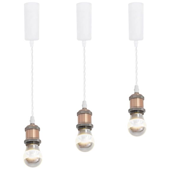 Kiven Anti Glare H-Type Track Lighting Pendants, 3-Light h Track Pendant Lights Adjustable Height for Kitchen Restaurant Hallway, Copper Red