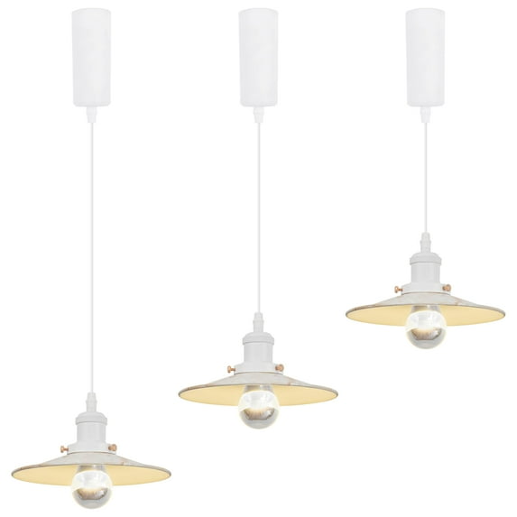Kiven Anti Glare J-Type Track Lighting Pendants Adjustable Length, 3-Light J Track Pendant Lights,Industrial J Track Light Pedant for Kitchen Island Restaurant Hallway, White(Marble Pattern)
