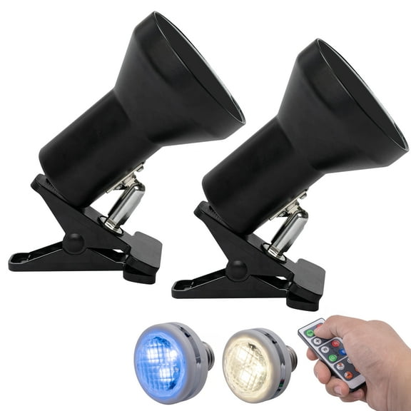 Kiven Battery Operated Clip on Spotlight with Remote, Set of 2 Dimmable Multi Purpose Uplight Accent Lamp Indoor,55 Lumens Warm White