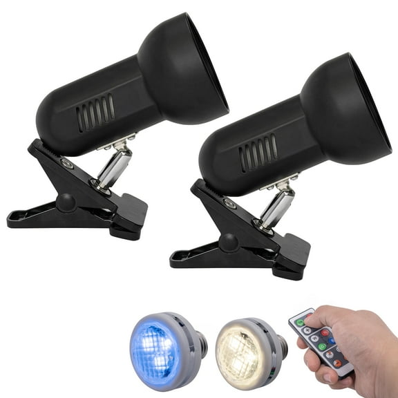 Kiven Battery Operated Clip on Spotlight with Remote, Set of 2 Dimmable Multi Purpose Uplight Accent Lamp Indoor,55 Lumens Warm White