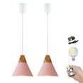 thumbnail image 1 of Kiven Battery Operated Modern Pendant Light with Remote, Timer, Dimmable, 2-Light Rechargeable Hanging Pendant Light, Adjustable Height for Corner Decor, Reading,Bedroom, Pink, 1 of 7