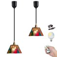 thumbnail image 1 of Kiven Battery Operated Pendant Light with Remote Control, Rechargeable Hanging Pendant Light Adjustable Height with Antiqued Glass Lampshade for Kitchen Island Home Decor Cafe Bedroom(Set of 2), 1 of 7