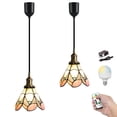 thumbnail image 1 of Kiven Battery Operated Pendant Light with Remote Control, Rechargeable Tiffany Hanging Pendant Light Adjustable Height with Stained Glass Lampshade for Bedroom Kitchen Living Room Home Decor(Set of 2), 1 of 1