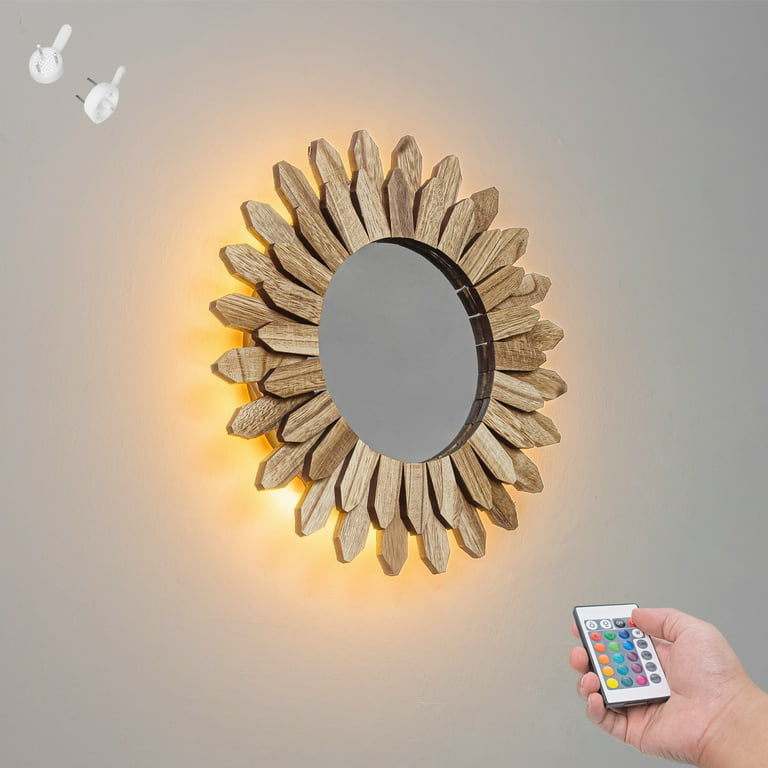 Kiven Battery Operated Wall Sconce with Remote Control 16 Colors Changing Wireless Wall Sconces Indoor 1 Set Dimmable Vanity Light for Reading Makeup