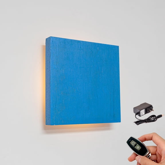 Kiven Battery Operated Wall Sconce with Remote Control,Rechargeable Wall Sconces Indoor, Backlight Wall Light for Bathroom Bedside Wall Decor Dark Corner,Blue Finish