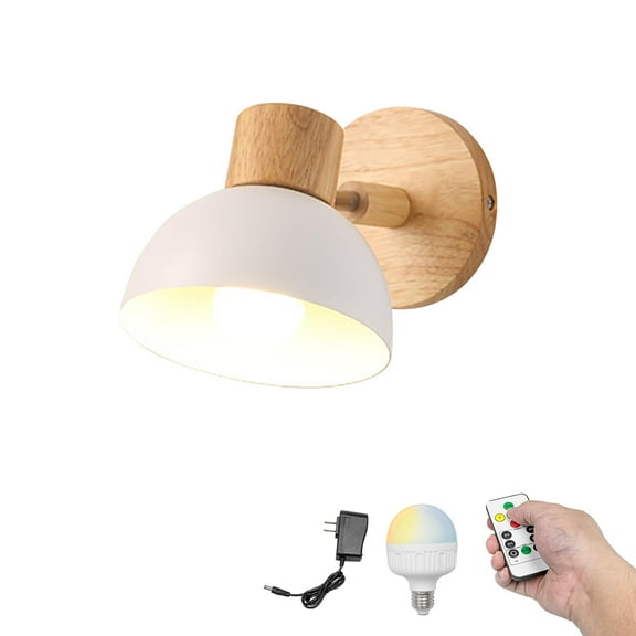 Kiven Battery Operated Wall Sconces 1-Light,Vintage Wall Lights with Rechargeable Bulb,Dimmable Wall Lighting Fixtures for Painting Bedside Vanity Desk, White