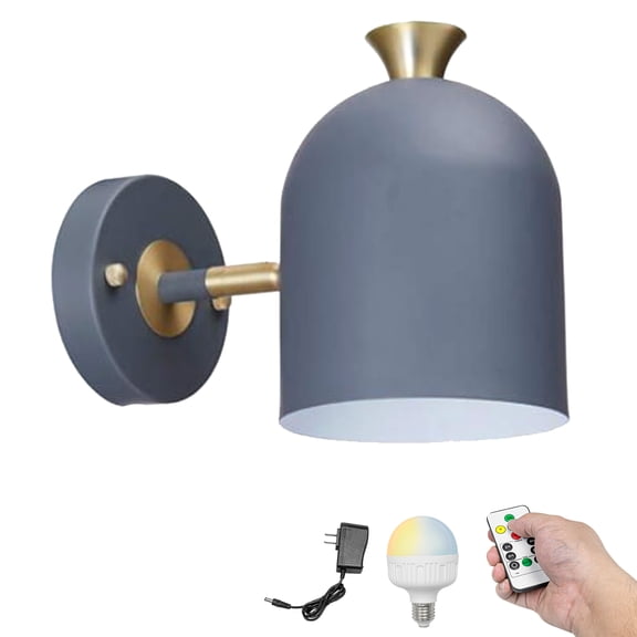 Kiven Battery Operated Wall Sconces, Modern Wall Lights with Rechargeable LED bulb and Iron Shade,Dimmable,Timing（1 Light）