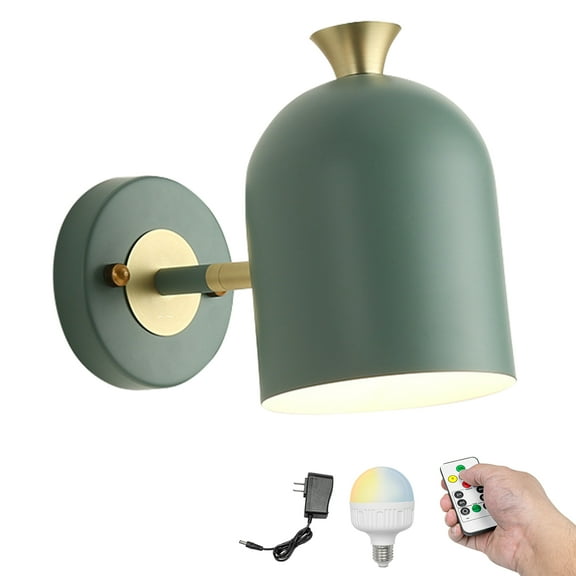 Kiven Battery Operated Wall Sconces, Modern Wall Lights with Rechargeable LED bulb and Iron Shade,Dimmable,Timing（1 Light）