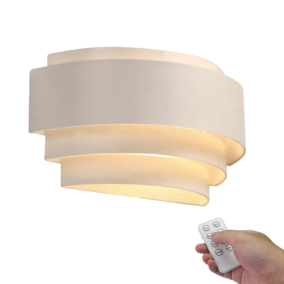 Kiven Battery Operated Wall Sconces with Remote Control,3 Colors Changing,Rechargeable Iron Wall Sconces,1-Light Dimmable Wall Lighting for Living Room Bedside Wall Decor,White