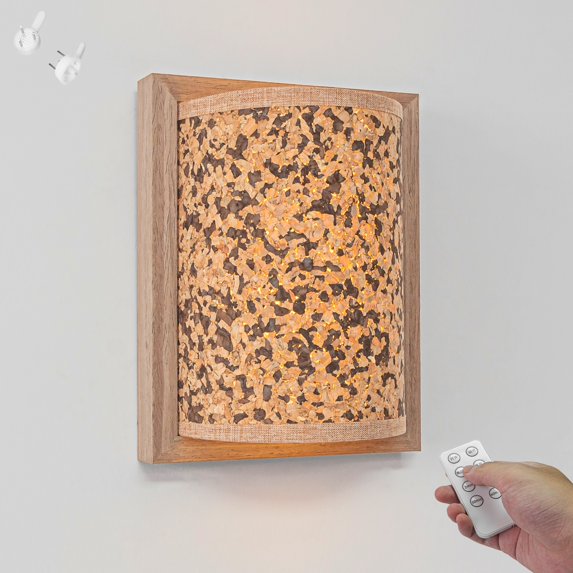 Kiven Battery Operated Wall Sconces with Remote Control,3 Colors Changing,Rechargeable Wall Sconces,1-Light Dimmable Wall Lighting for Wall Decor, Brown Fabric