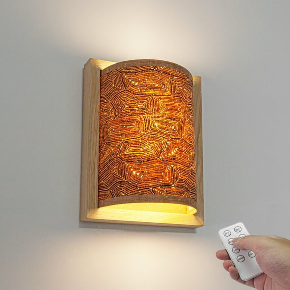 Kiven Battery Operated Wall Sconces with Remote Control,3 Colors Changing,Rechargeable Wall Sconces,1-Light Dimmable Wall Lighting for Wall Decor, Fabric Home Decor