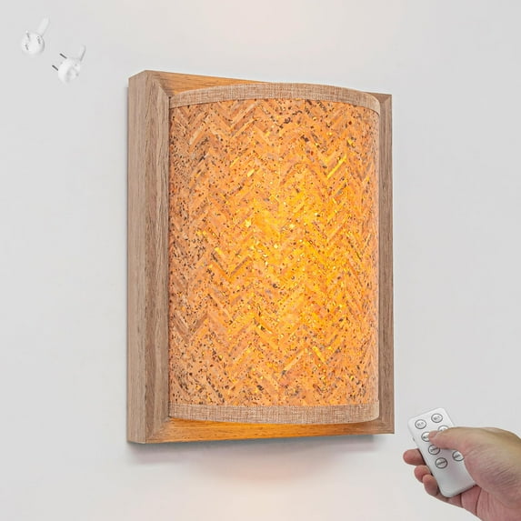 Kiven Battery Operated Wall Sconces with Remote Control,Rechargeable Handmade Wall Sconces,1-Light Dimmable Wall Lighting for Living Room Bedside Farmhouse Style Home Decor