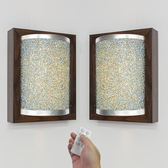 Kiven Battery Operated Wall Sconces with Remote Control,Rechargeable Rhinestones Glam Wall Sconces,Set of 2 Dimmable Wall Light for Bedside Living Room Decor