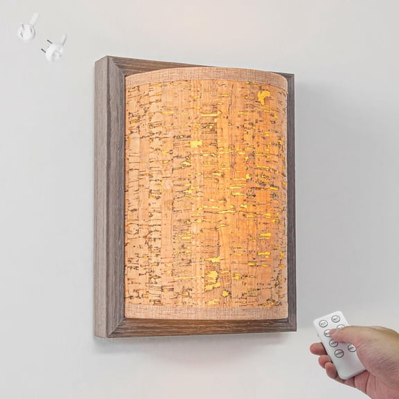 Kiven Battery Operated Wall Sconces with Remote Control,Rechargeable Wall Sconces,1-Light Dimmable Wall Lighting for Living Room Bedside Handmade Farmhouse Style Home Decor
