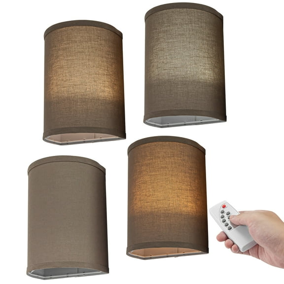 Kiven Battery Operated Wall Sconces with Remote Control,Rechargeable Wall Sconces Indoor,Fabric Dimmable Corner Lamp for Reading, Dark Corner, Bedside, Wall Decor,4 Pack