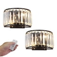 thumbnail image 1 of Kiven Battery Operated Wall Sconces with Remote Control,Rechargeable Wall Sconces Indoor,Set of 2 Dimmable Wall Lamp for Reading, Dark Corner, Bedside, Wall Decor,Crystal Lampshade, 1 of 7
