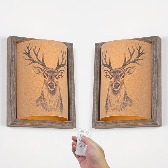 Kiven Battery Operated Wall Sconces with Remote Control,Rechargeable Wall Sconces,Set of 2 Dimmable Wall Lighting for Living Room Bedside,Handmade Farmhouse Wall Decor BD3092