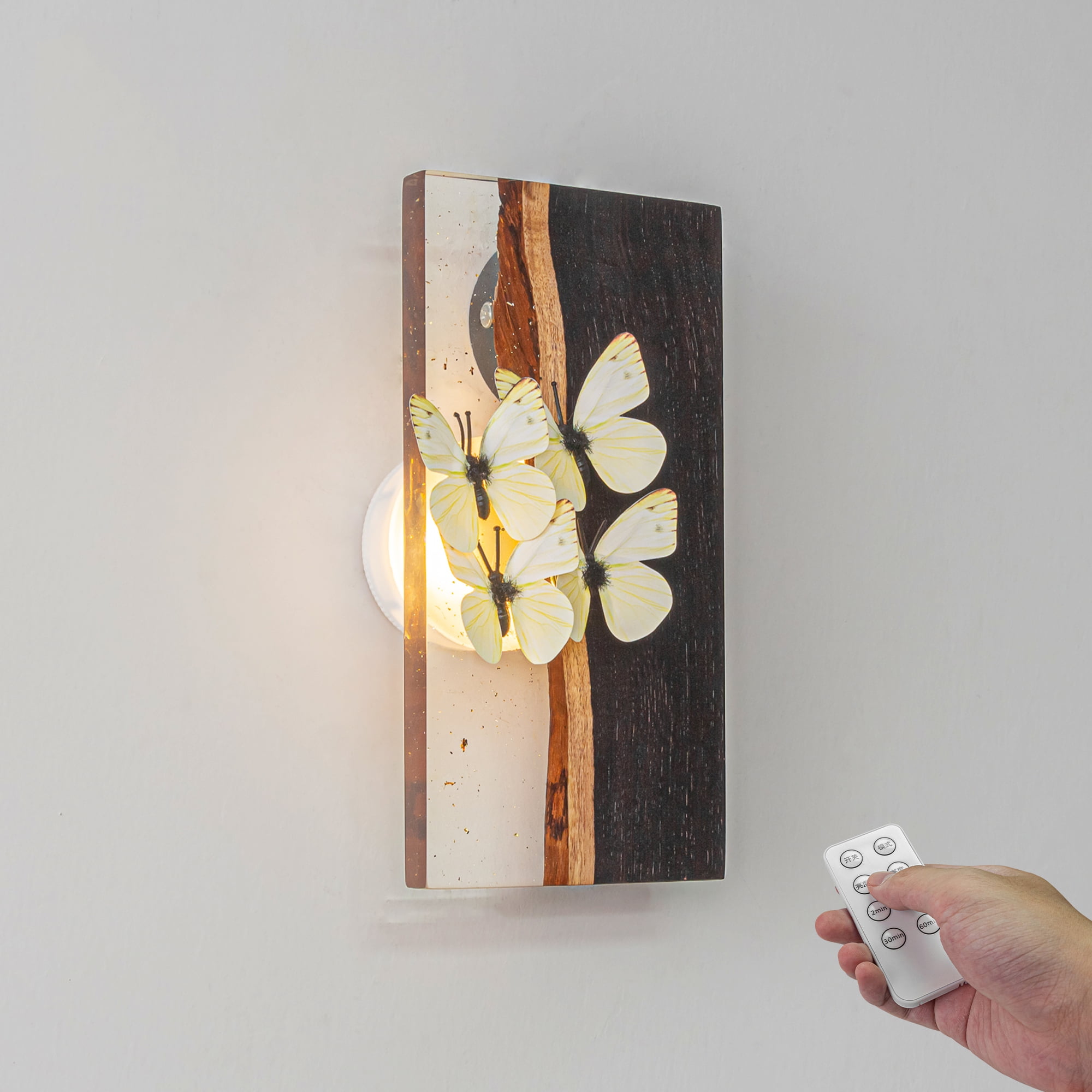 Kiven Battery Operated Wall Sconces with Remote Control,Yellow