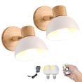 thumbnail image 1 of Kiven Battery Operated Wall Sconces Set of 2,Vintage Wall Lights with Rechargeable Bulb, Dimmable Wall Lighting Fixtures for Painting Bedside Vanity Desk, White, 1 of 7