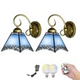 thumbnail image 1 of Kiven Battery Operated Wall Sconces, Tiffany Style Wall Lights with Rechargeable LED bulb and Glass Shade, Dimmable Wall Lighting Fixtures for Painting Bedroom Hallway（Set of 2）, 1 of 7