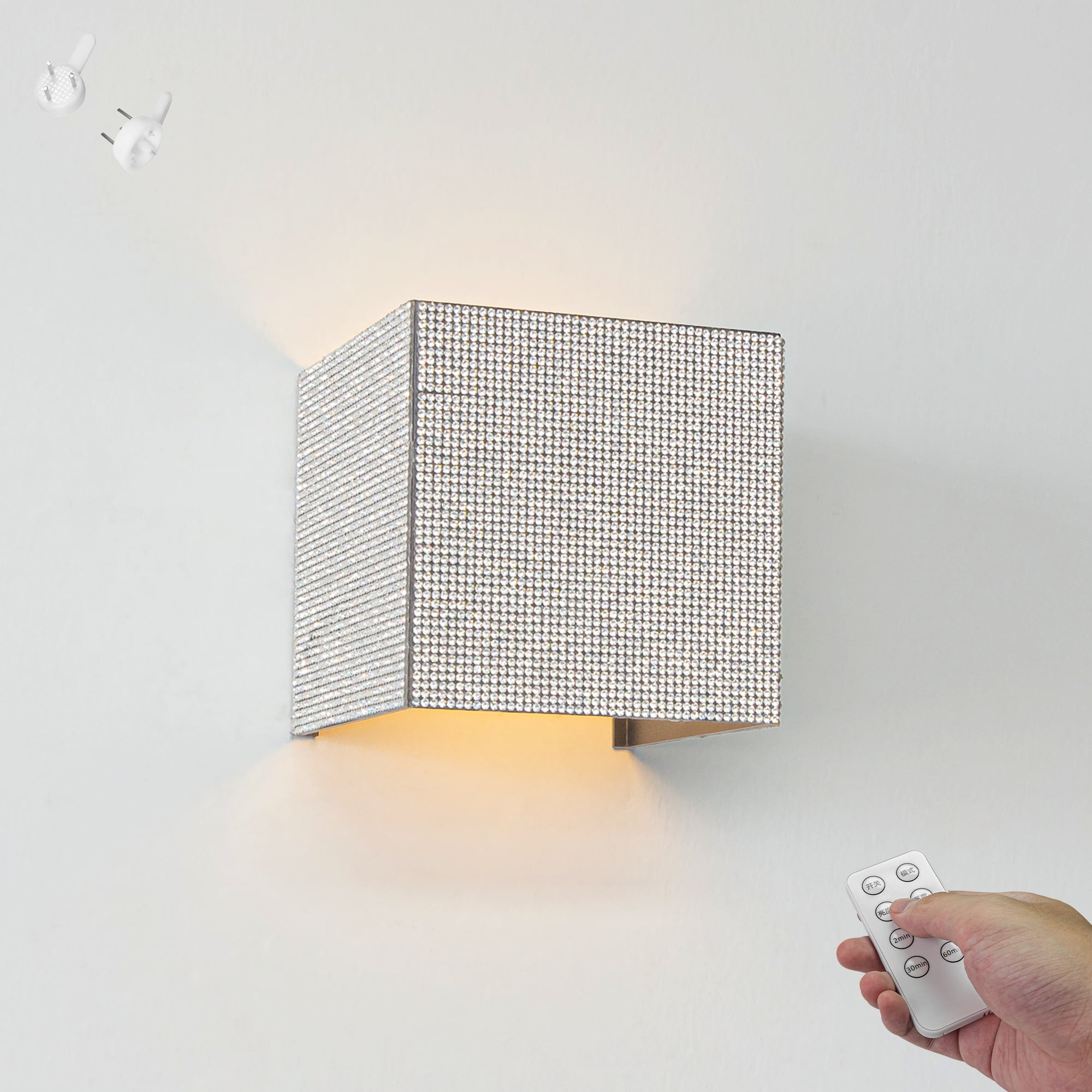 Kiven Battery Operated Wall Sconces with Remote Control,Rhinestones