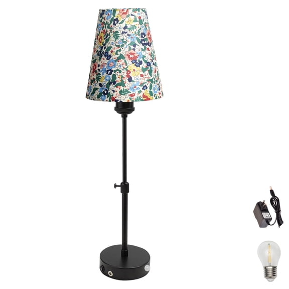 Kiven Battery Powered Lamp, Operated Motion Sensor Table Lamp with Fabric Lampshade,1 Pack Cordless Table Lamp Indoor Adjustable Height, Modern Nightstand Lamp for Bedroom Hallway Bars DZ0365DSH