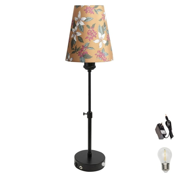 Kiven Battery Powered Lamp, Operated Motion Sensor Table Lamp with Fabric Lampshade,1 Pack Cordless Table Lamp Indoor Adjustable Height, Modern Nightstand Lamp for Bedroom Hallway Bars DZ0365YL