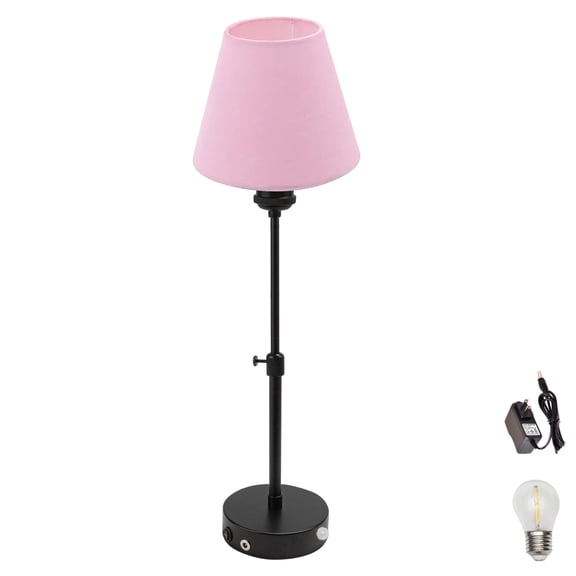 Kiven Battery Powered Lamp, Operated Motion Sensor Table Lamp with Fabric Lampshade, Cordless Table Lamp Indoor Adjustable Height, Modern Nightstand Lamp for Bedroom Hallway Bars,TD0625-PK