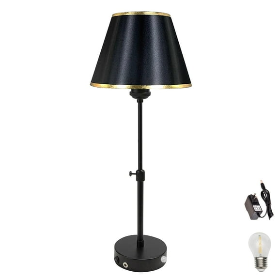 Kiven Battery Powered Lamp, Operated Motion Sensor Table Lamp with Fabric Lampshade, Cordless Table Lamp Indoor Adjustable Height, Modern Nightstand Lamp for Bedroom Hallway Bars,TD0642-B