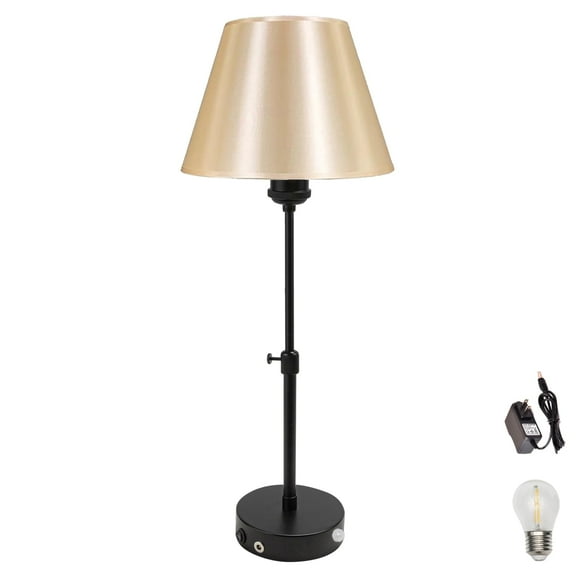 Kiven Battery Powered Lamp, Operated Motion Sensor Table Lamp with Fabric Lampshade, Cordless Table Lamp Indoor Adjustable Height, Modern Nightstand Lamp for Bedroom Hallway Bars,TD0642-PK