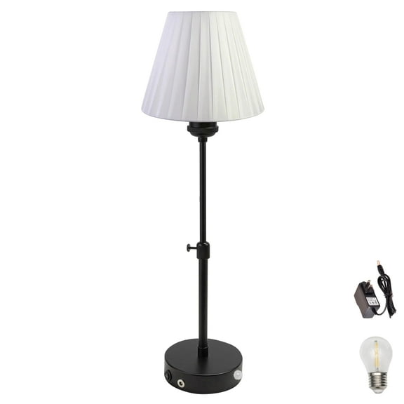 Kiven Battery Powered Lamp, Operated Motion Sensor Table Lamp with Fabric Lampshade, Cordless Table Lamp Indoor Adjustable Height, Modern Nightstand Lamp for Bedroom Hallway Bars,TD0621-W