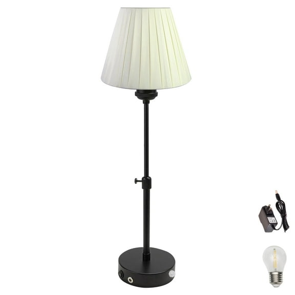 Kiven Battery Powered Lamp, Operated Motion Sensor Table Lamp with Fabric Lampshade, Cordless Table Lamp Indoor Adjustable Height, Modern Nightstand Lamp for Bedroom Hallway Bars,TD0621-Y