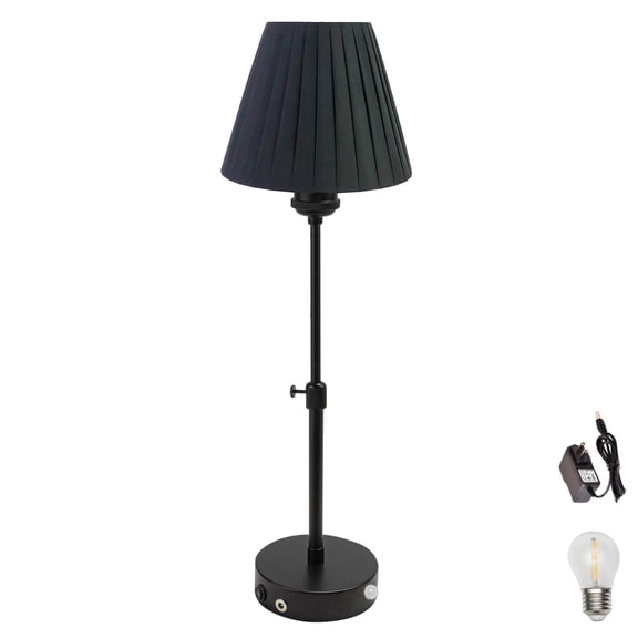 Kiven Battery Powered Lamp, Operated Motion Sensor Table Lamp with Fabric Lampshade, Cordless Table Lamp Indoor Adjustable Height, Modern Nightstand Lamp for Bedroom Hallway Bars,TD0621-B