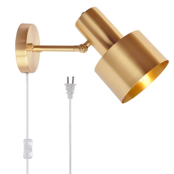 Kiven Brass Plug-in Wall Sconce Light,Mid Century Light/Lamp, Gold Metal